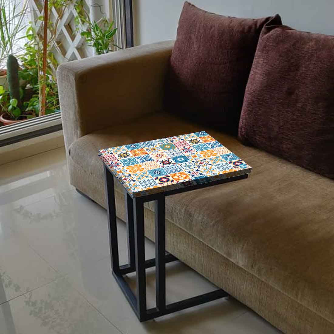 Designer C Shaped Living Room End Table for Sofa - Spanish