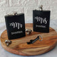 Personalized Engraved Set of 2 Hip Flasks with Opener Gift Box Mr Mrs
