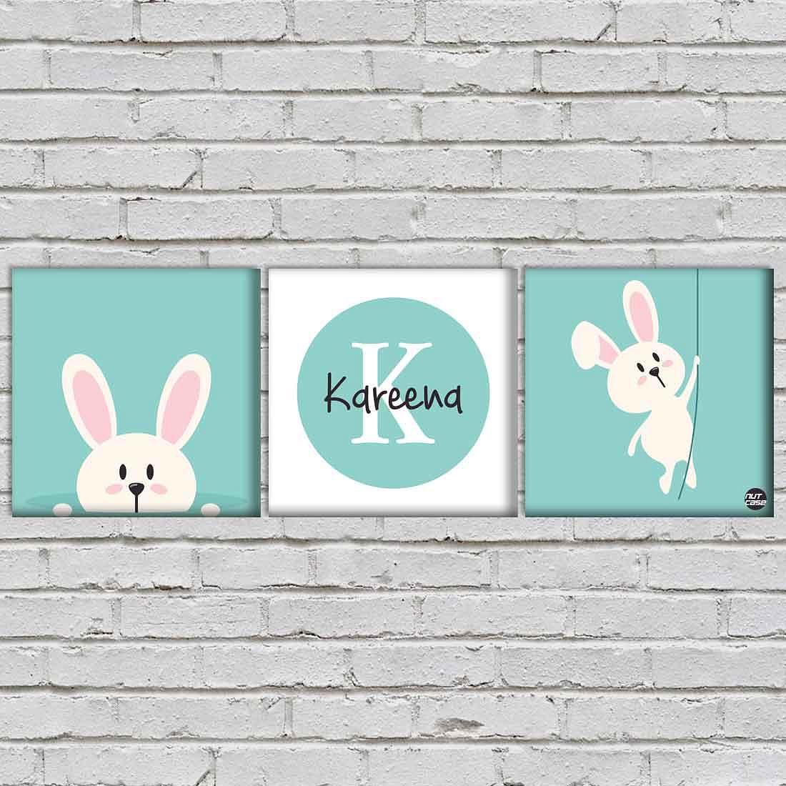 Personalized Nursery Wall Art  -Cute Bunny Nutcase
