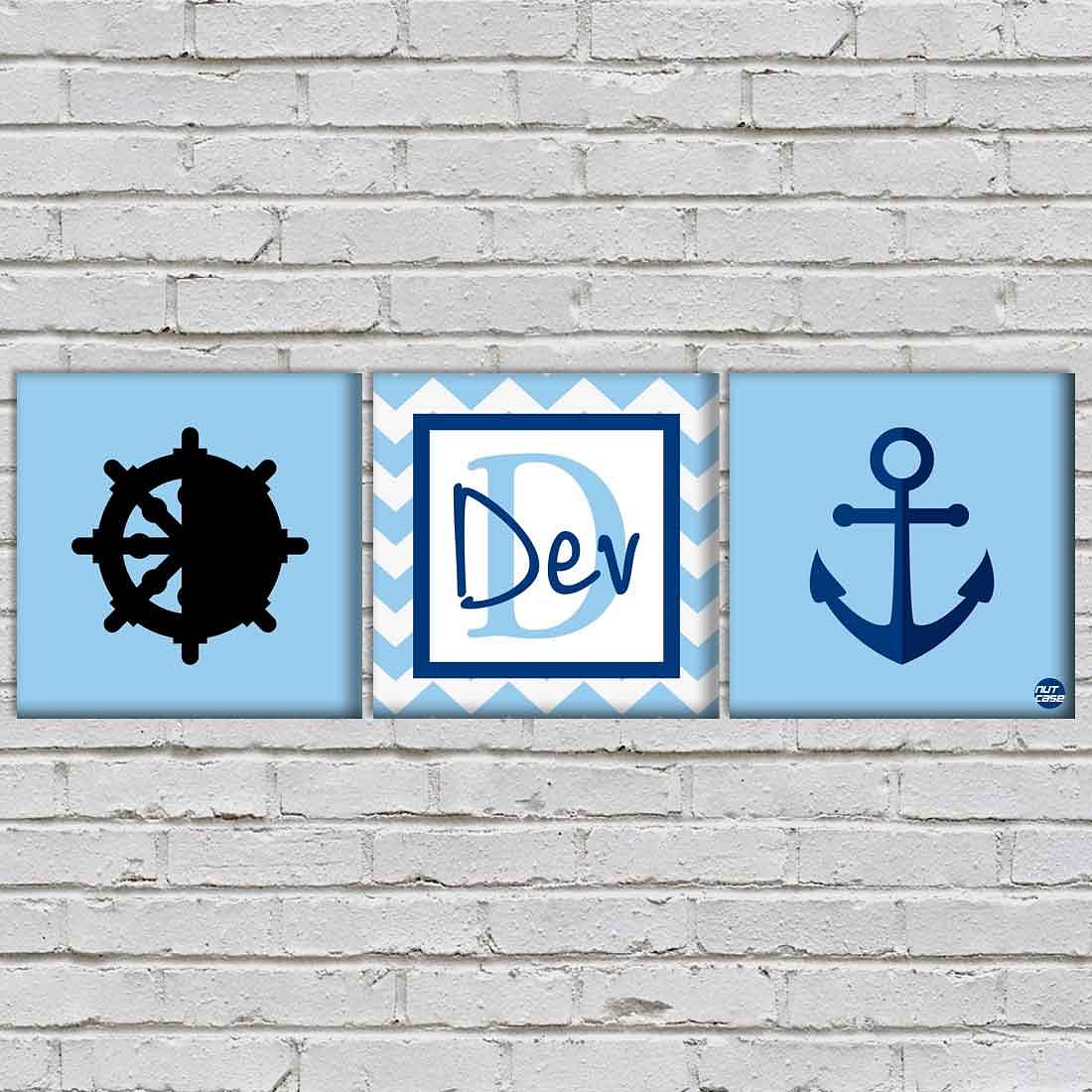 Customized Nursery Wall Art (Set of 3)- Anchor Nautical Theme Nutcase