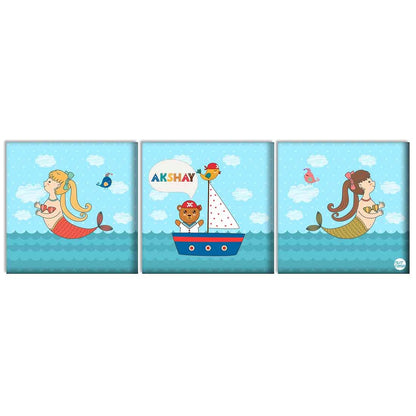 Personalized Baby Room Wall Art - Mermaid and Bear Nutcase