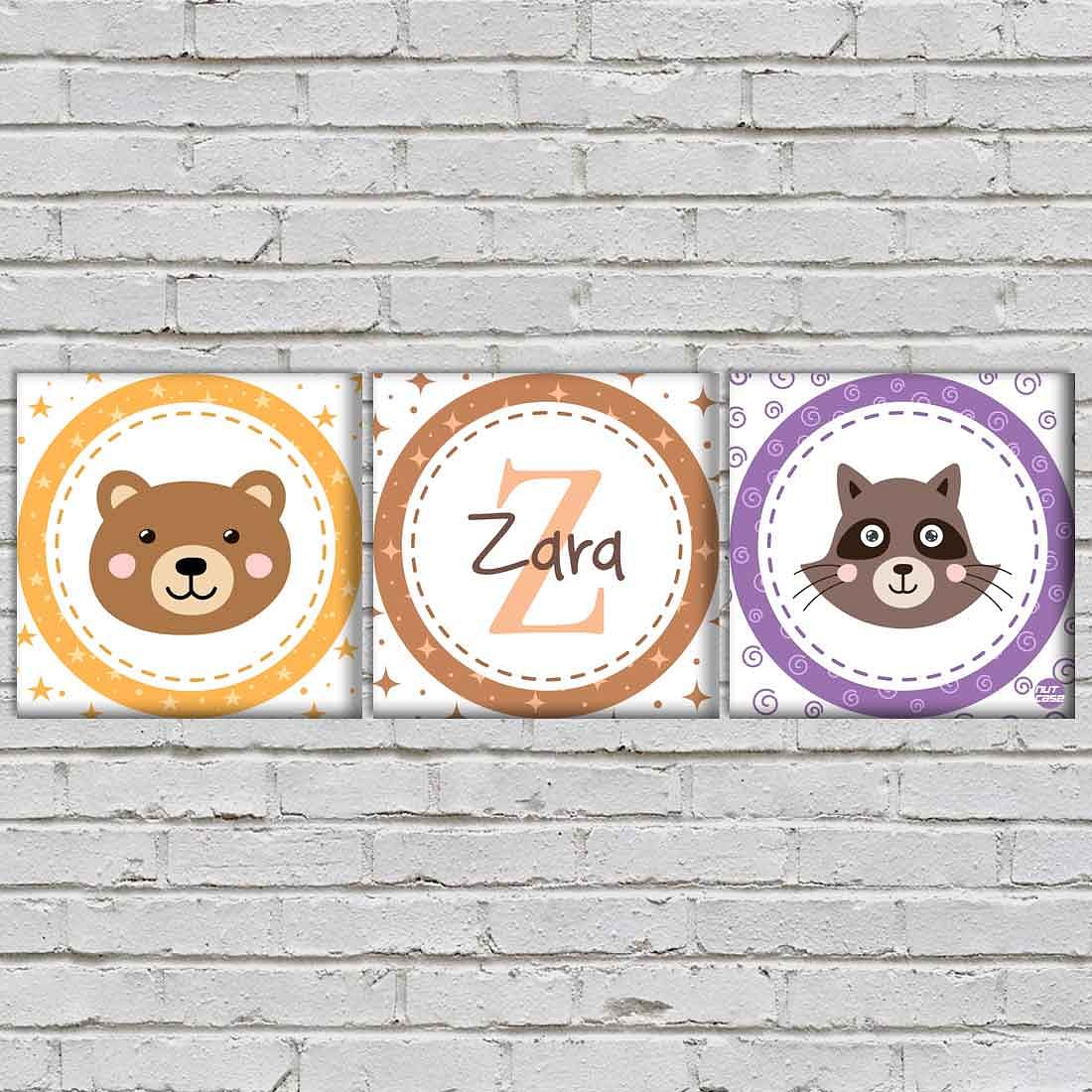 Personalized Nursery Wall Art  -Cute Animal Face Nutcase