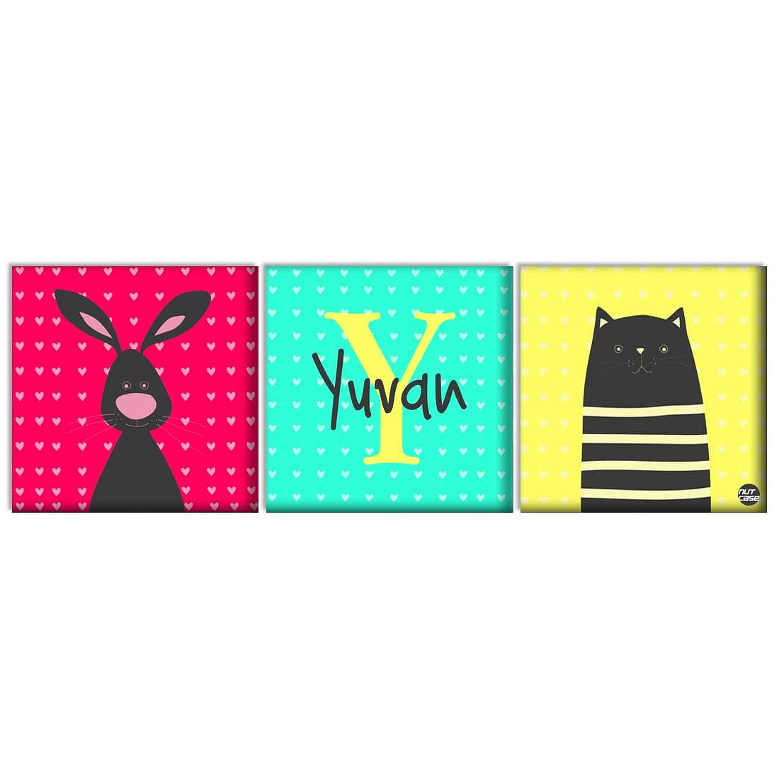 Personalized Wall Art Panel - Cute Bunny and Cat Nutcase
