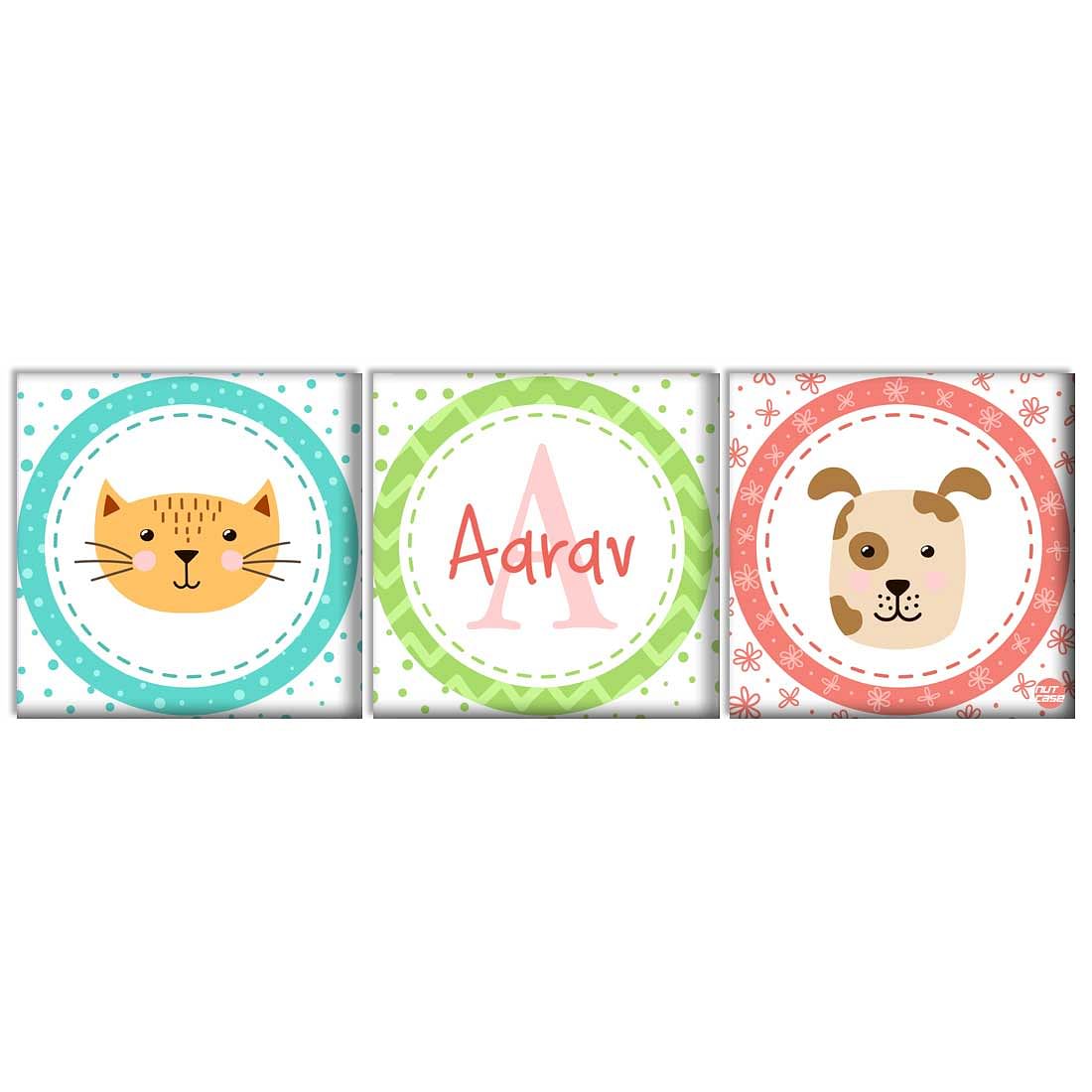 Personalized Nursery Wall Art  -Cute Dog & Cat Nutcase