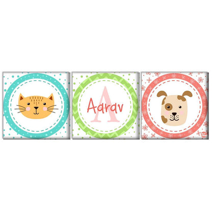 Personalized Nursery Wall Art  -Cute Dog & Cat Nutcase