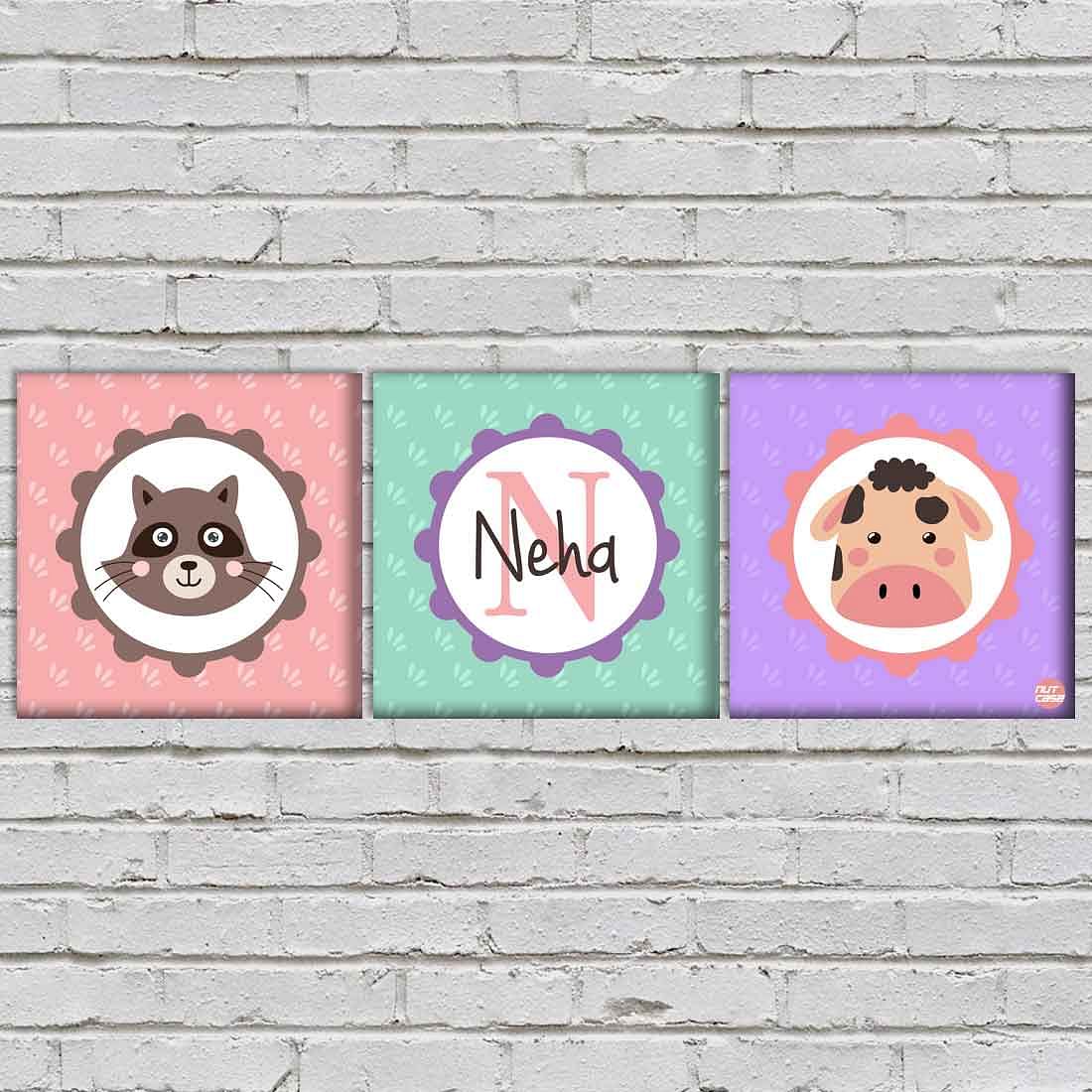 Personalized Nursery Wall Art  -Cute Tom & Pig Nutcase
