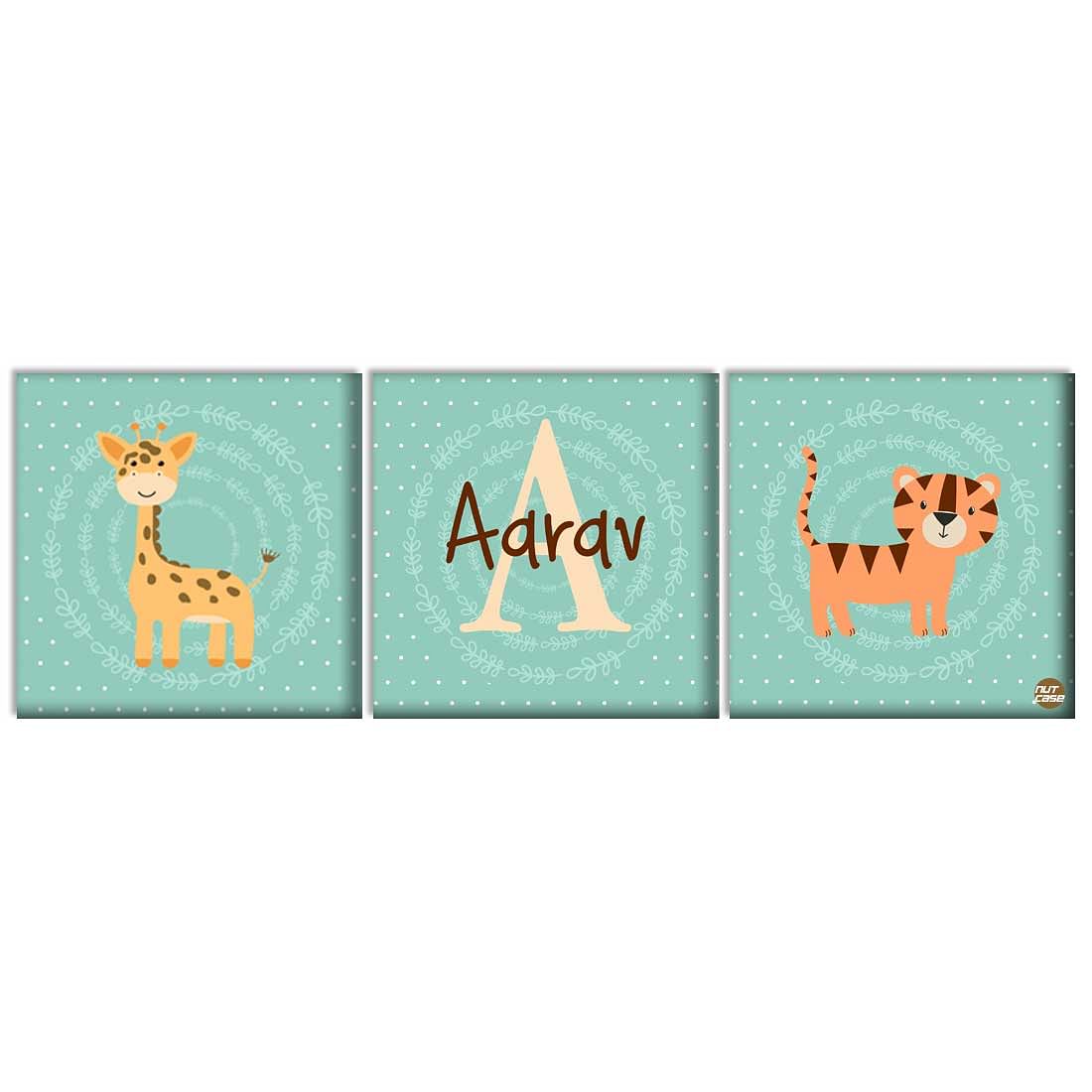 Personalized Nursery Wall Art  -Giraffe and Tigar Nutcase