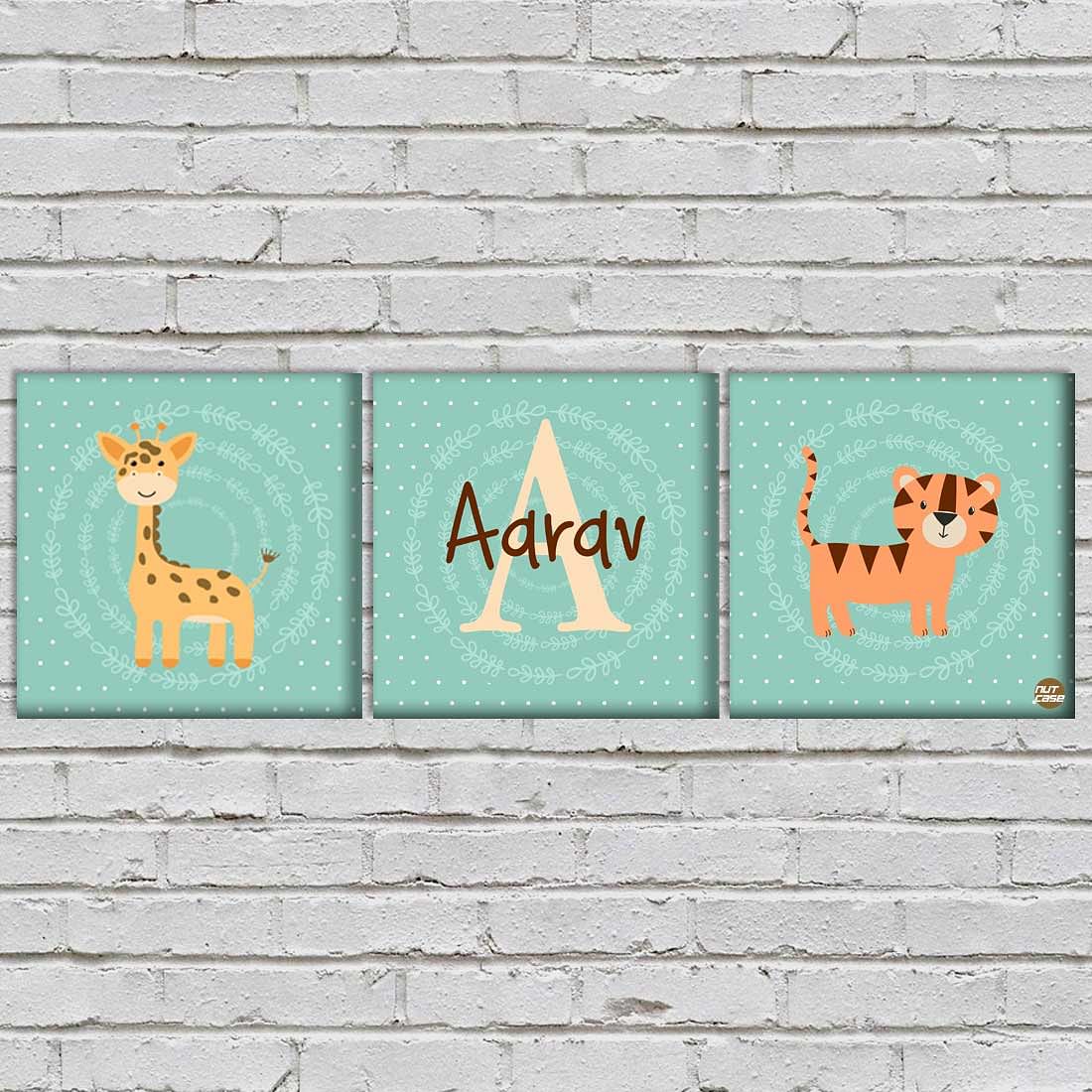 Personalized Nursery Wall Art  -Giraffe and Tigar Nutcase