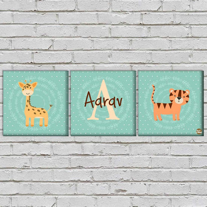 Personalized Nursery Wall Art  -Giraffe and Tigar Nutcase