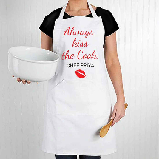 Custom Apron with Pockets and Name for Kitchen - Kiss The Cook Nutcase