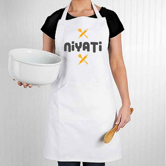 Custom Made Name Printed Apron With Pockets - Rolling Pin Nutcase