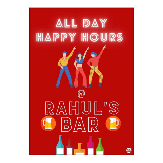 Personalized Funny Bar Signs for Home Restaurant Wall Art-All Day Happy Hours Nutcase