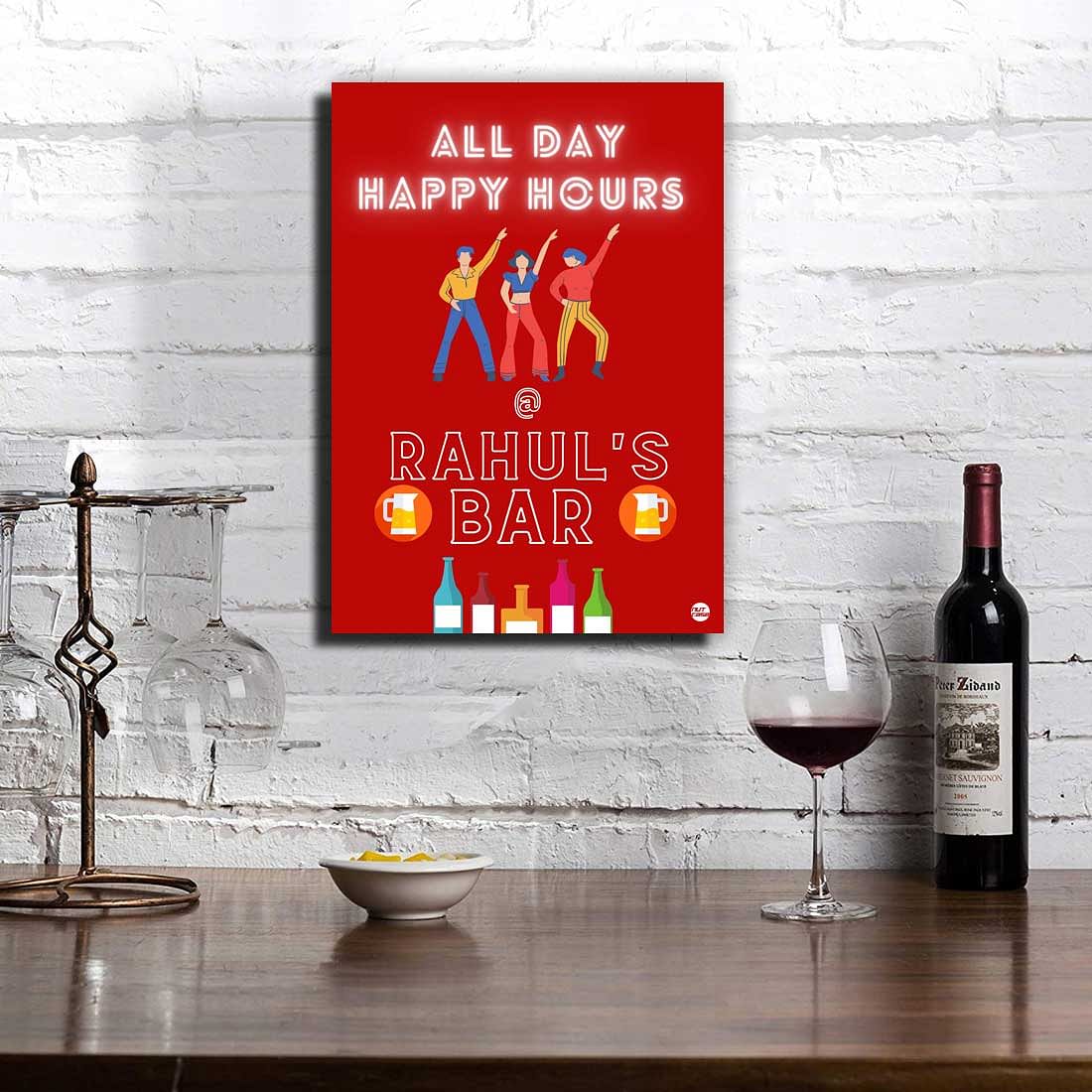 Personalized Funny Bar Signs for Home Restaurant Wall Art-All Day Happy Hours Nutcase