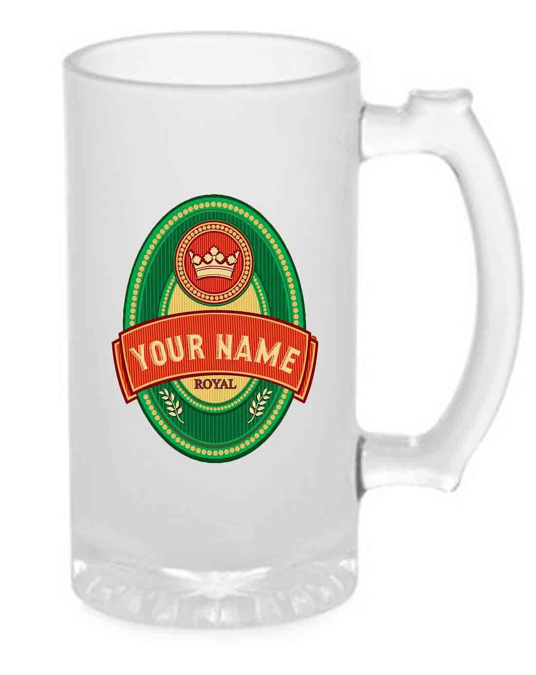 Custom Beer Mug Glass- 473 ML - Add Your Name -  BEER LABEL VINTAGE Nutcase