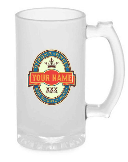 Personalized Beer Mug Glass- 473 ML  - Add Your Name - BEER BOTTLE LABEL Nutcase