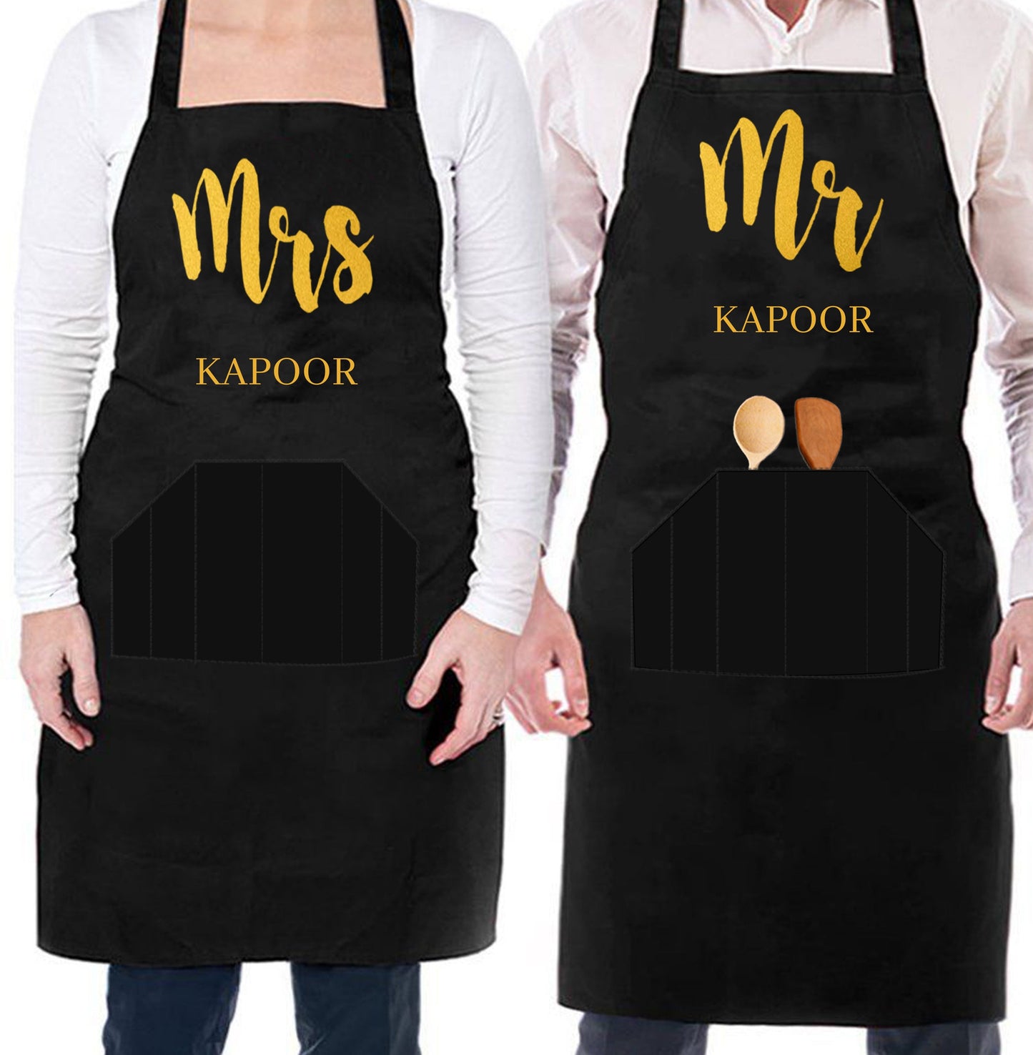 Mr and Mrs Apron Personalised for Kitchen Set of 2 Nutcase