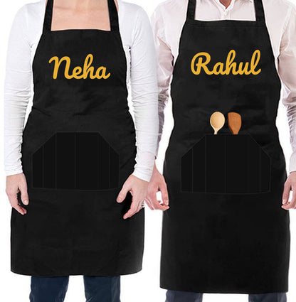 Custom Mr and Mrs Cooking Aprons with Name Pack of 2 Nutcase