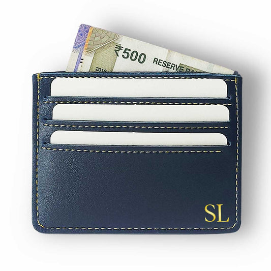 Personalised Credit Card Wallet Holder With Add Initials - Black Nutcase