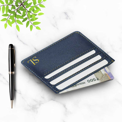 Personalised Credit Card Wallet Holder With Add Initials - Black Nutcase