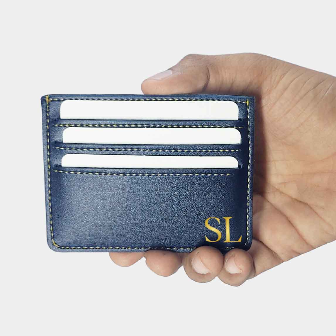 Personalised Credit Card Wallet Holder With Add Initials - Black Nutcase