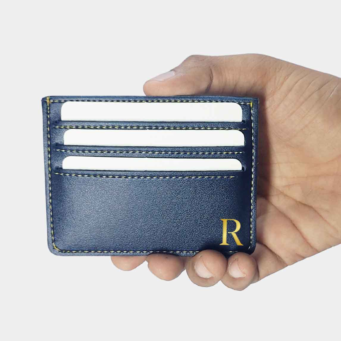 Monogram Keychain Wallet (Choice of Color) Personalized ID Card Holder Custom Engraved Vegan Leather
