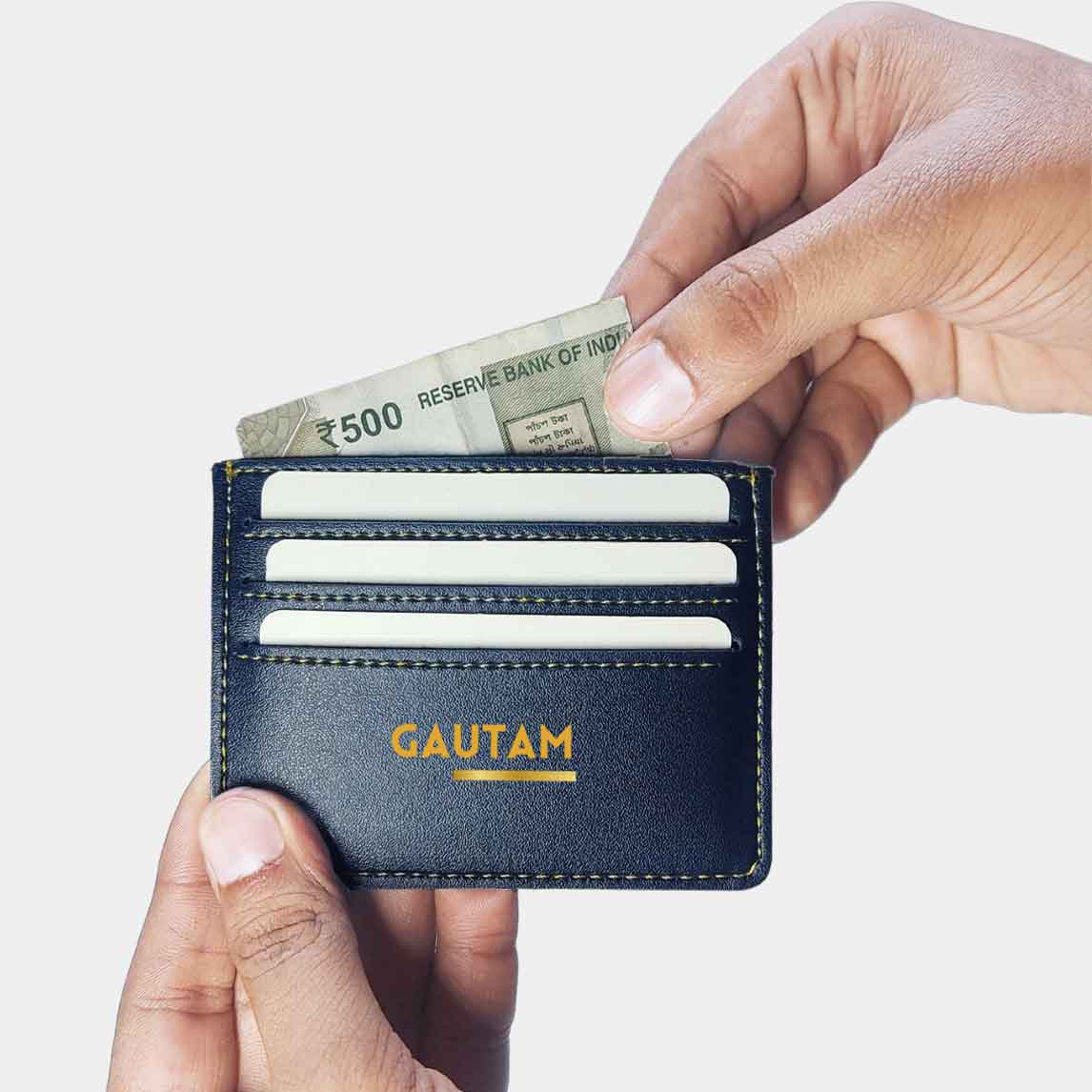 Personalised Visiting Card Holder for Men Black - Add Name Nutcase