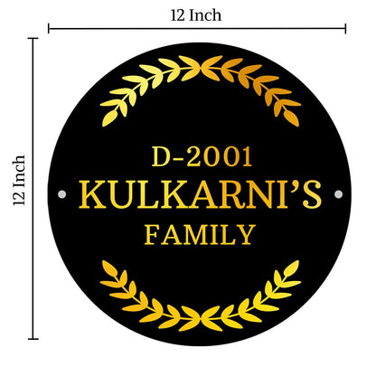 Personalized Round Name Plate for Home Office Flat Door Entrance