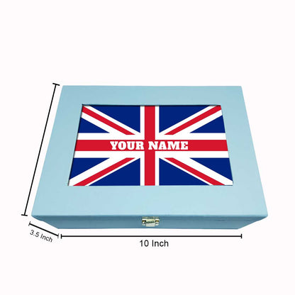 Customized Gift Boxes for Women Men Vegan Leather Add Name - UK Flag