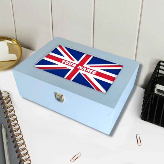 Customized Gift Boxes for Women Men Vegan Leather Add Name - UK Flag