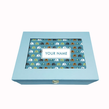 Personalised Box for Gifting Women and Men Vegan Leather Add Name - Small Elephant
