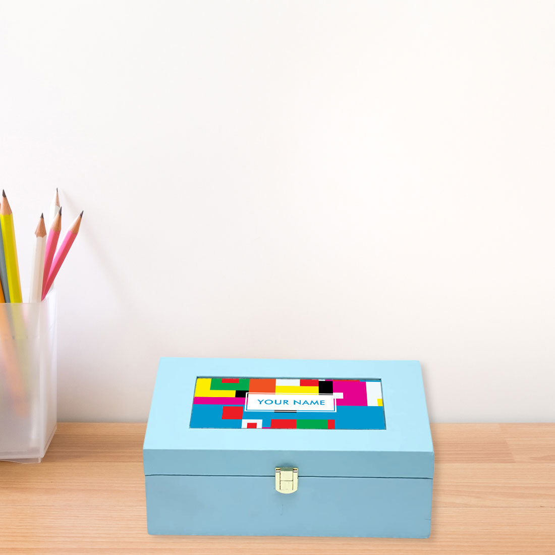 Personalized Blue Gift Box for Men & Women Vegan Leather - Multicolor