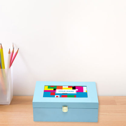 Personalized Blue Gift Box for Men & Women Vegan Leather - Multicolor