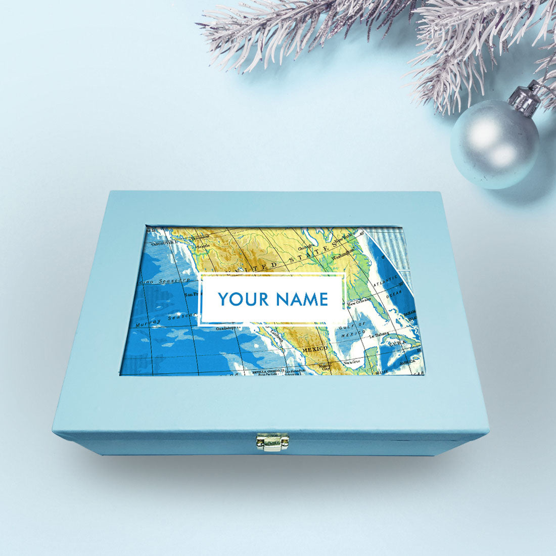 Custom Gift Boxes for Her Vegan Leather Add Your Name - Map