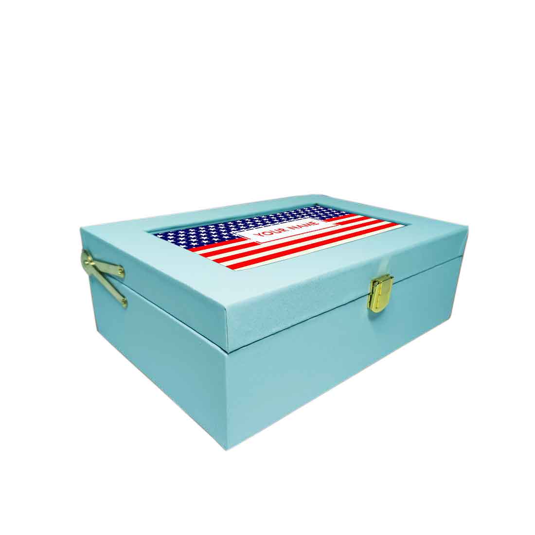 Personalised Gift Boxes for Men Vegan Leather Your Name -  American Flag