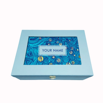 Personalized Birthday Gift Box for Women and Men Vegan Leather - Blue Wave