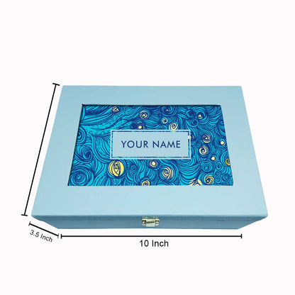 Personalized Birthday Gift Box for Women and Men Vegan Leather - Blue Wave