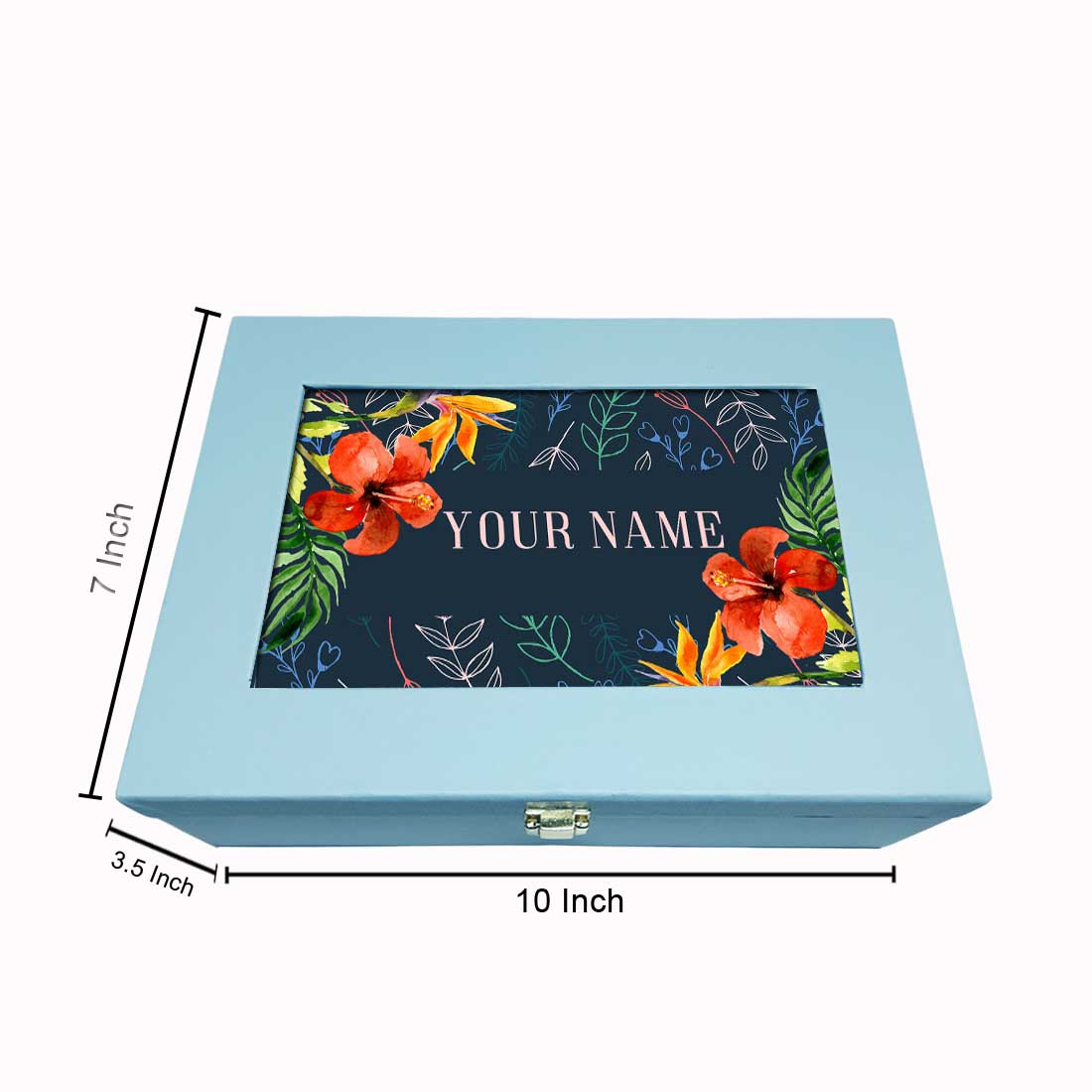Customized Gift Box for Her Vegan Leather Add Name - Hibiscus