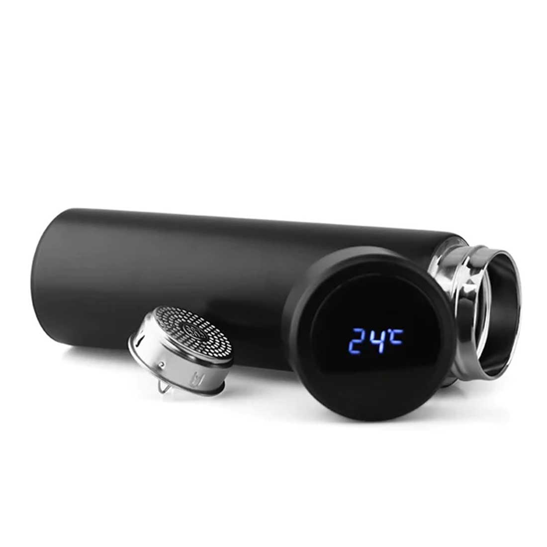 Black Personalised Thermos Chai Flask With Temperature Display - Add Text