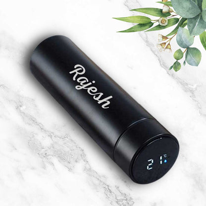 Custom Flask Thermos Bottle for Tea With LED Display Engraved Name - Add Name