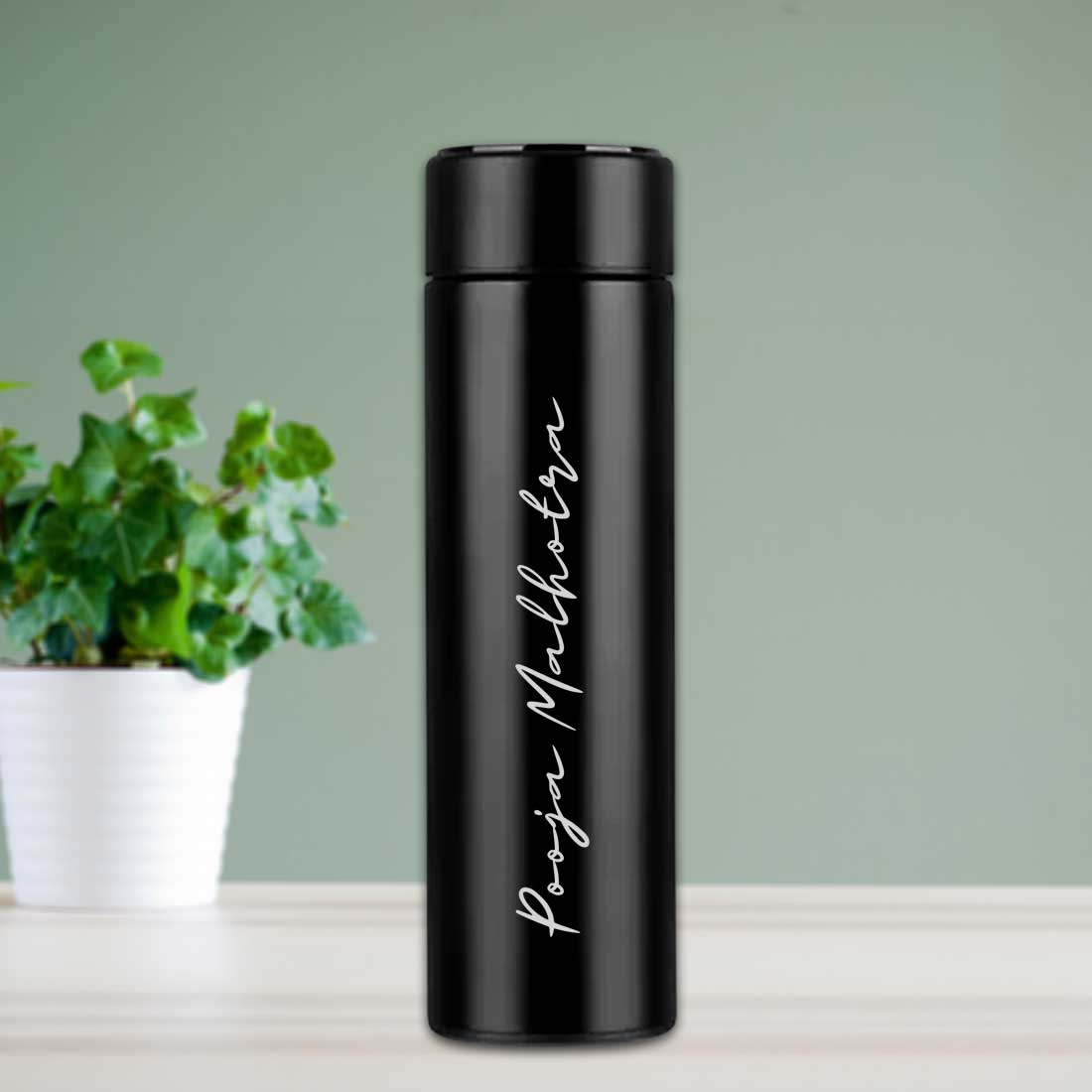 Personalised Thermos Bottle for Coffee With Temperature Display Engraved Name