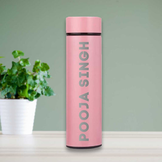 Custom Flask Tea Coffee Thermos with Temperature Display- Full Name