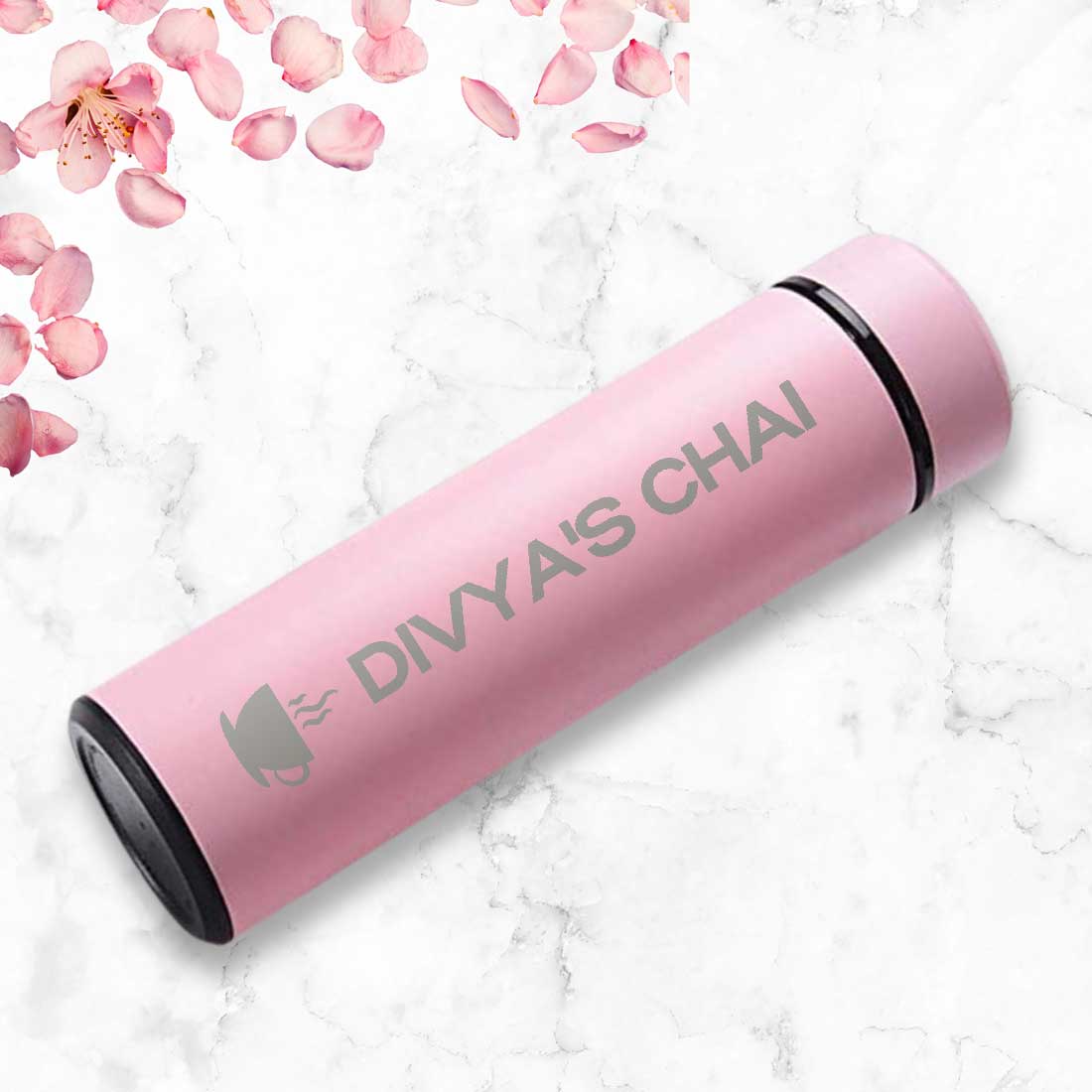 Pink Personalised Thermos Chai Flask With Temperature Display - Tea Lovers