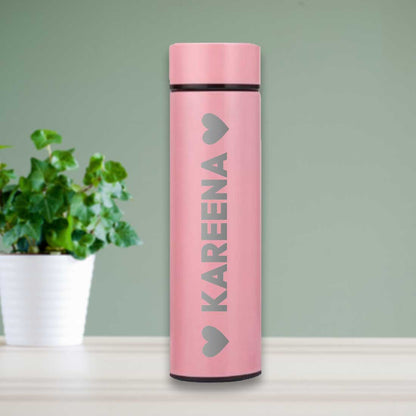 Personalised Thermos Bottle for Coffee Travel With Temperature Display- Heart