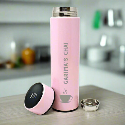 Engraved Personalized Thermos Flask Stainless Steel With Temperature Display - Chai