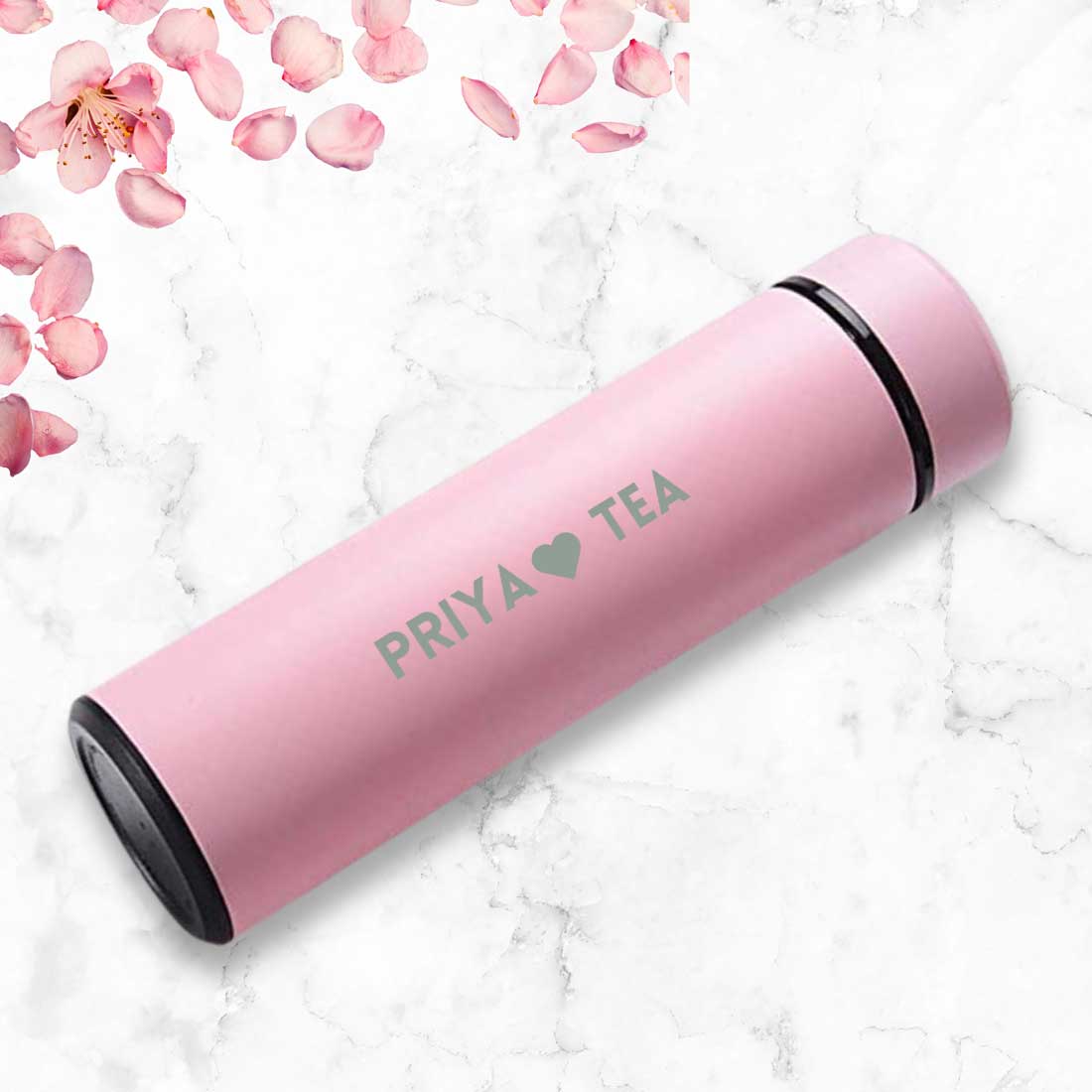 Custom Flask Thermos Bottle for Tea With LED Display Engraved Name - TEA