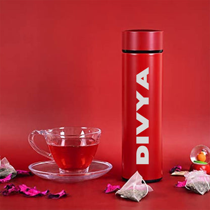 Personalised Thermos Flask for Tea Coffee with Temperature Display- Red