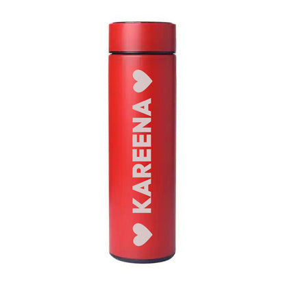 Personalised Thermos Bottle for Coffee Travel With Temperature Display- Heart