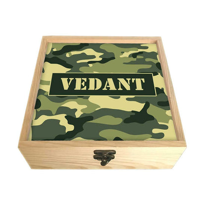 Custom Jewellery Box with Compartments - Military Green Camouflage Nutcase