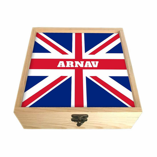 Small Wooden Jewellery Box Organizer - Union Jack Flag Nutcase