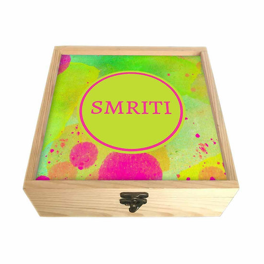 Wooden Jewellery Box for Girls- Green Watercolor Nutcase